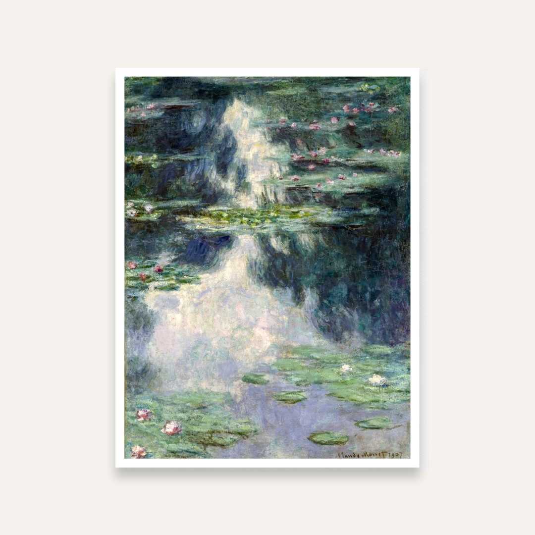 Water Lily Pond Painting for Living Room | Claude Monet Nature Wall Art | MeriDeewar 3 : 4 Vertical Premium Wall Art Canvas by MeriDeewar