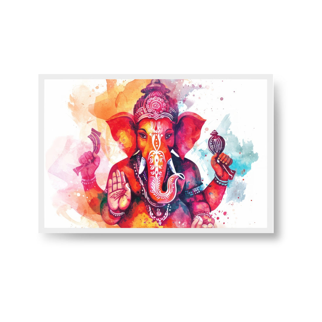 Watercolor Painting of Lord Ganesha Premium Wall Art Canvas by MeriDeewar