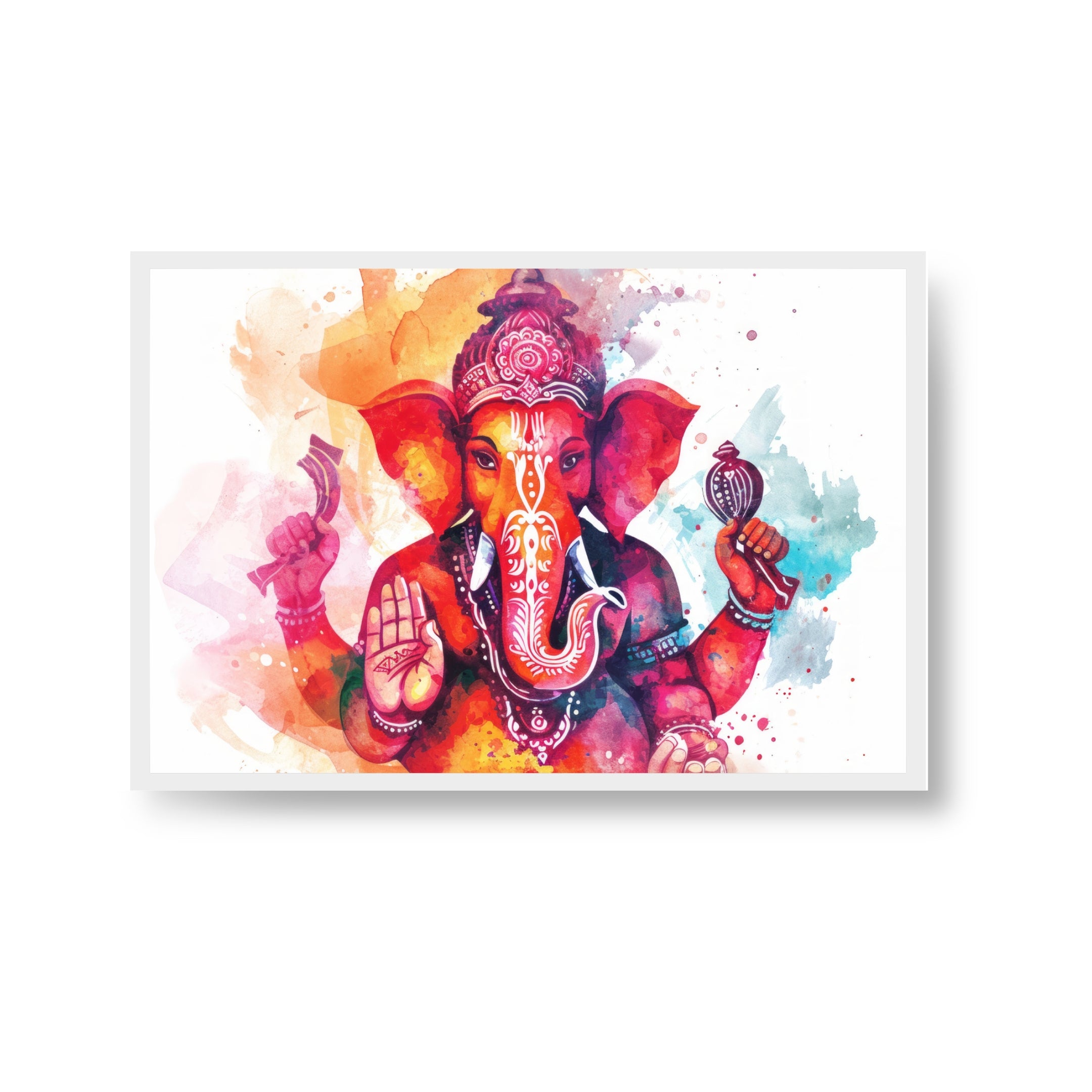 Watercolor Painting of Lord Ganesha Premium Wall Art Canvas by MeriDeewar
