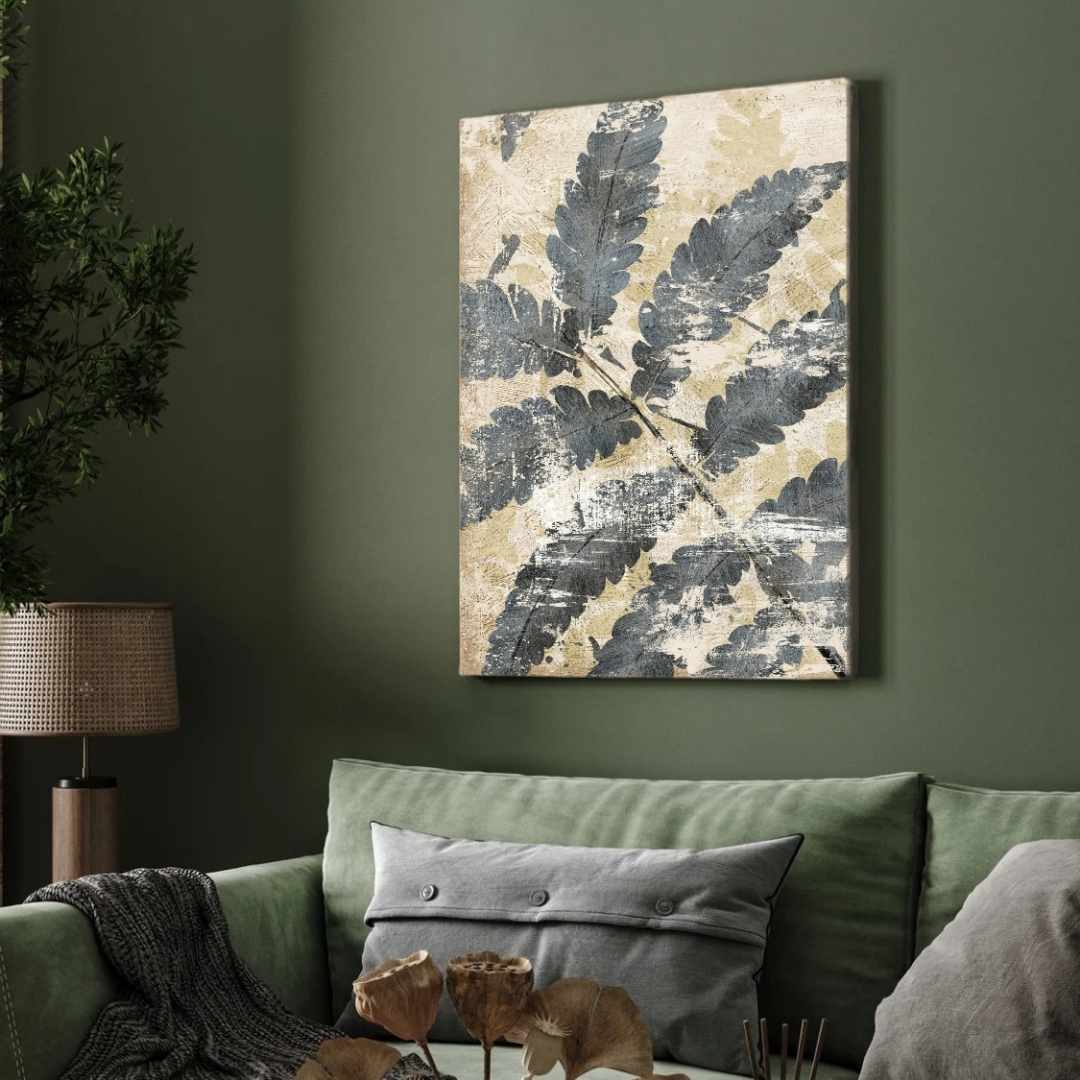 "Weathered Fern Study" Textured Botanical Giclée Print | Fine Art Wall Art 2 : 3 Vertical Premium Wall Art Canvas by MeriDeewar