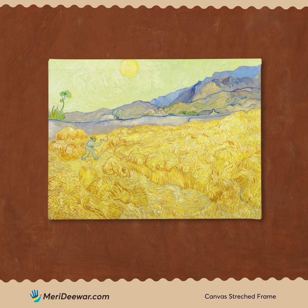 Wheatfield With A Reaper by van Gogh 3 : 4 Horizontal New Premium Wall Art Canvas by MeriDeewar