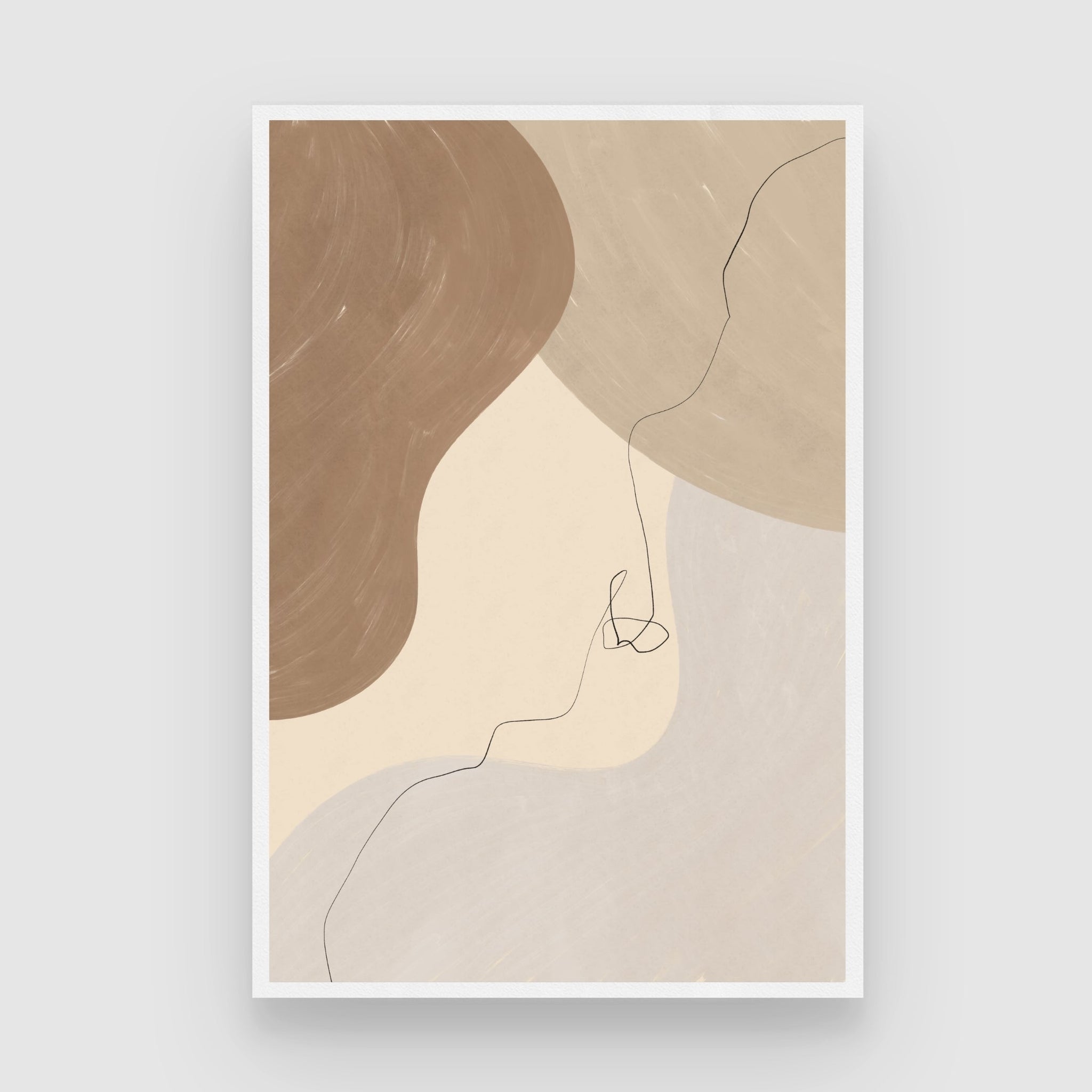 Whispered Silhouettes – Minimal Line Art Abstract Canvas Painting 2 : 3 Vertical Premium Wall Art Canvas by MeriDeewar