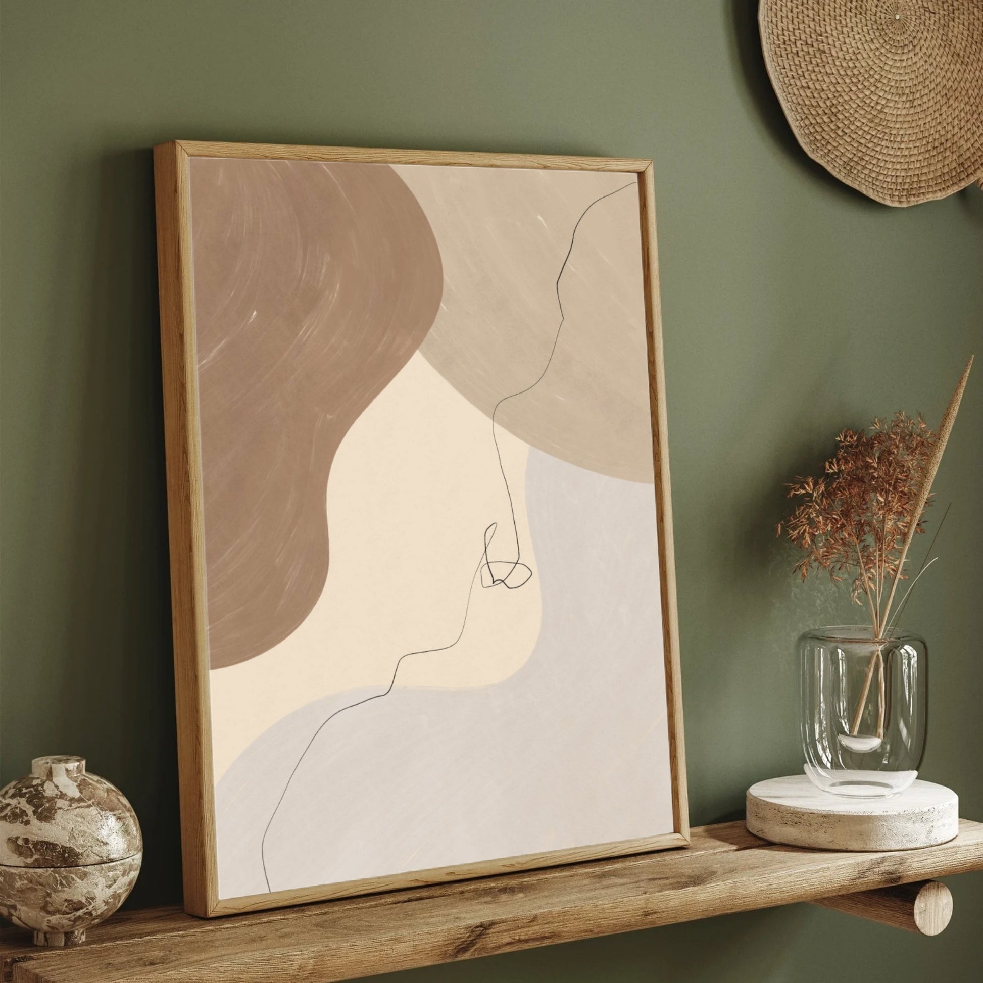 Whispered Silhouettes – Minimal Line Art Abstract Canvas Painting 2 : 3 Vertical Premium Wall Art Canvas by MeriDeewar