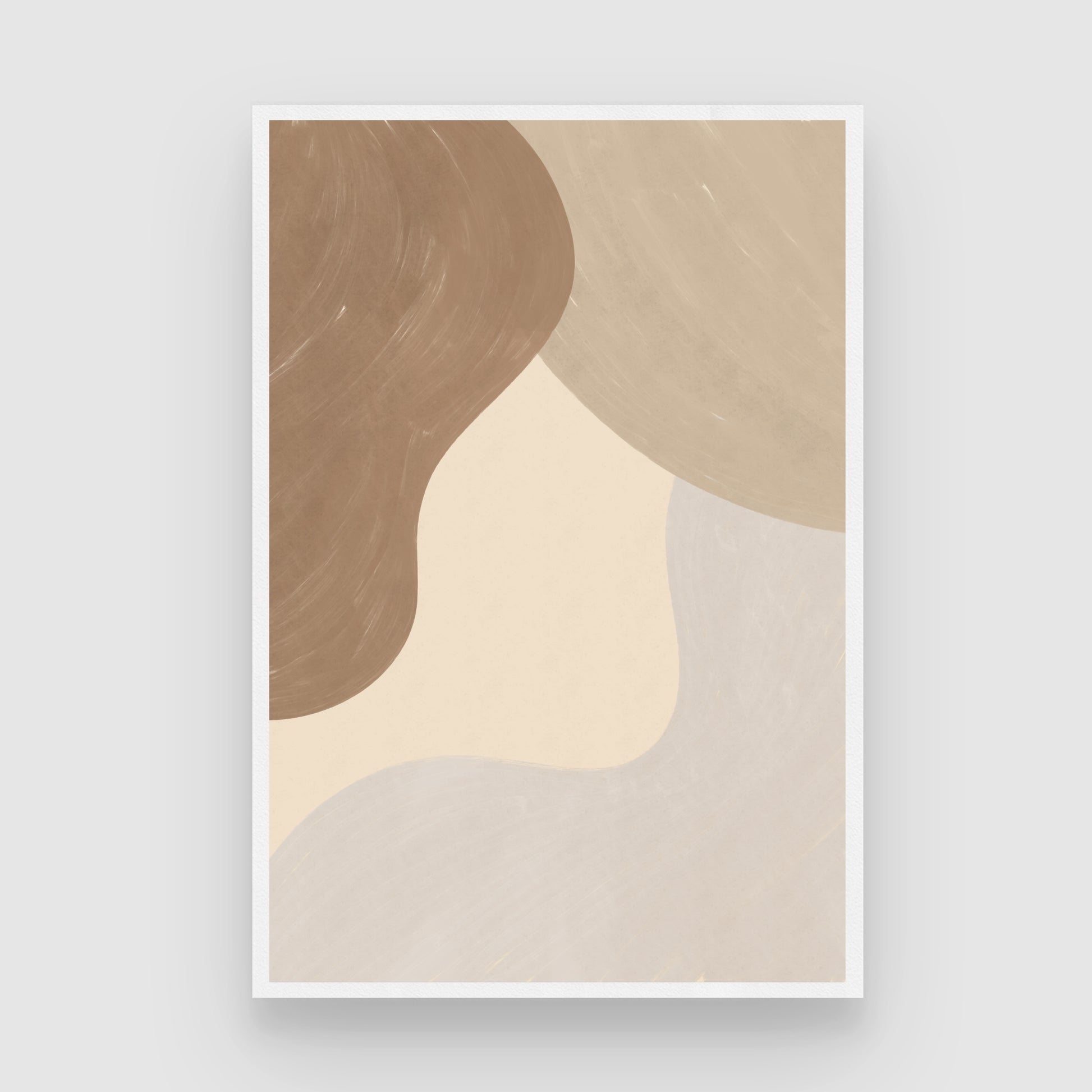 Whispered Silhouettes – Minimalist Line Art Abstract Giclée Print in Beige & Taupe Tones 2 : 3 Vertical Premium Wall Art Canvas by MeriDeewar