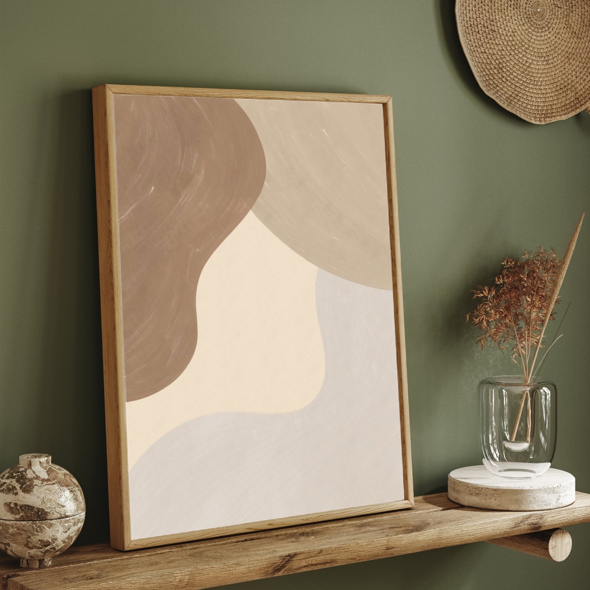 Whispered Silhouettes – Minimalist Line Art Abstract Giclée Print in Beige & Taupe Tones 2 : 3 Vertical Premium Wall Art Canvas by MeriDeewar