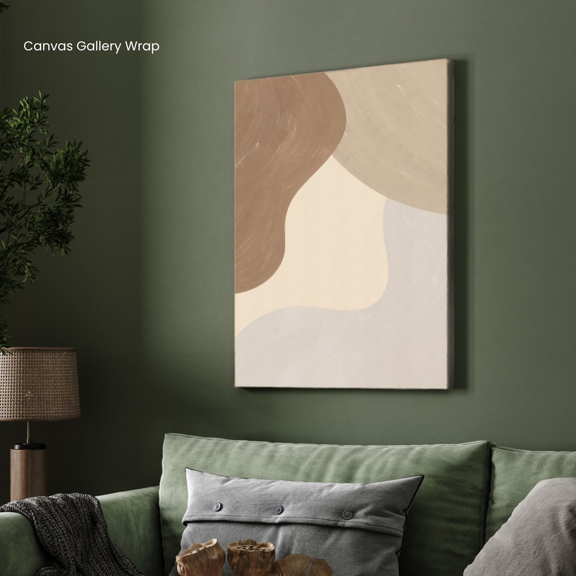 Whispered Silhouettes – Minimalist Line Art Abstract Giclée Print in Beige & Taupe Tones 2 : 3 Vertical Premium Wall Art Canvas by MeriDeewar