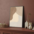 Whispered Silhouettes – Minimalist Line Art Abstract Giclée Print in Beige & Taupe Tones 2 : 3 Vertical Premium Wall Art Canvas by MeriDeewar