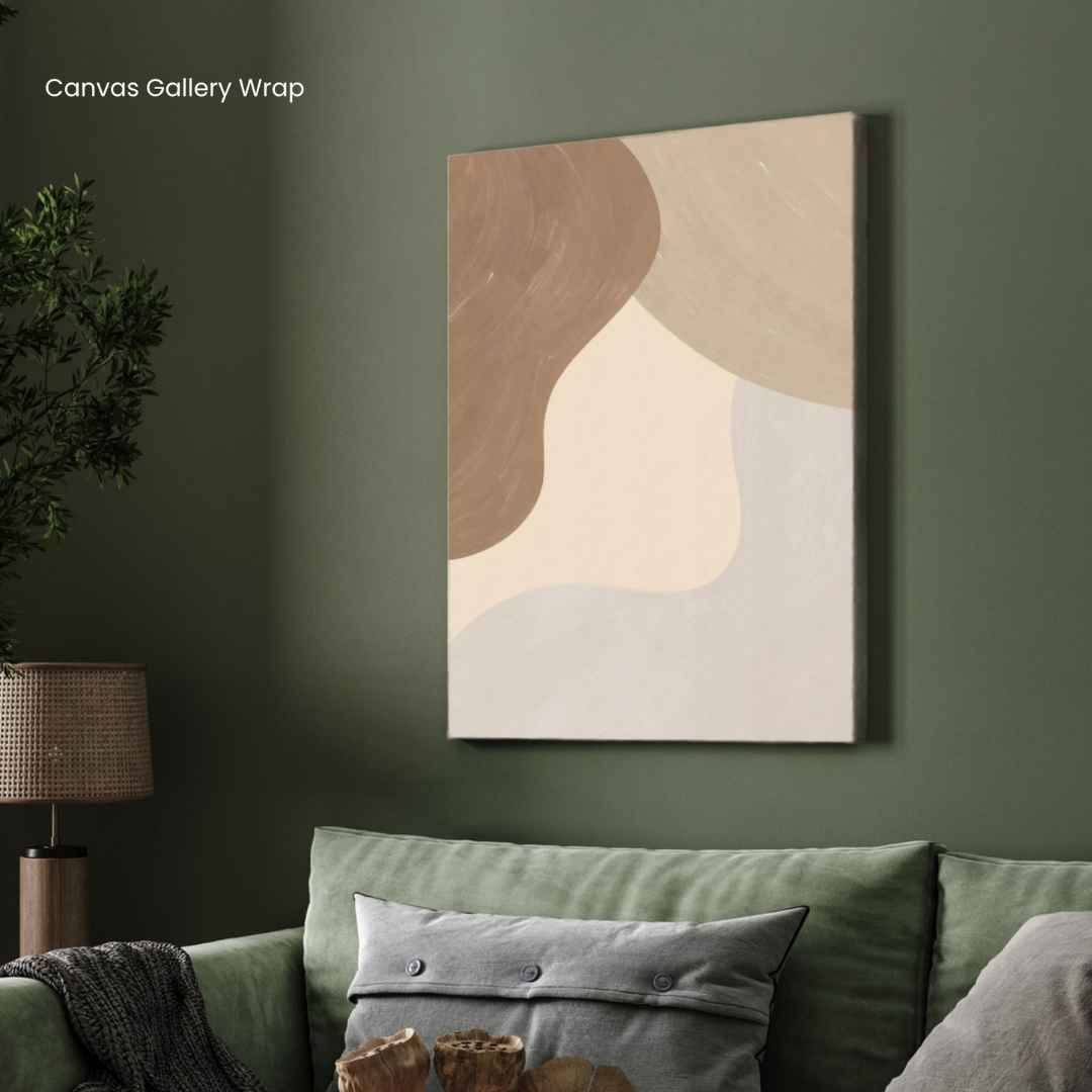 Whispered Silhouettes – Minimalist Line Art Abstract Giclée Print in Beige & Taupe Tones 2 : 3 Vertical Premium Wall Art Canvas by MeriDeewar