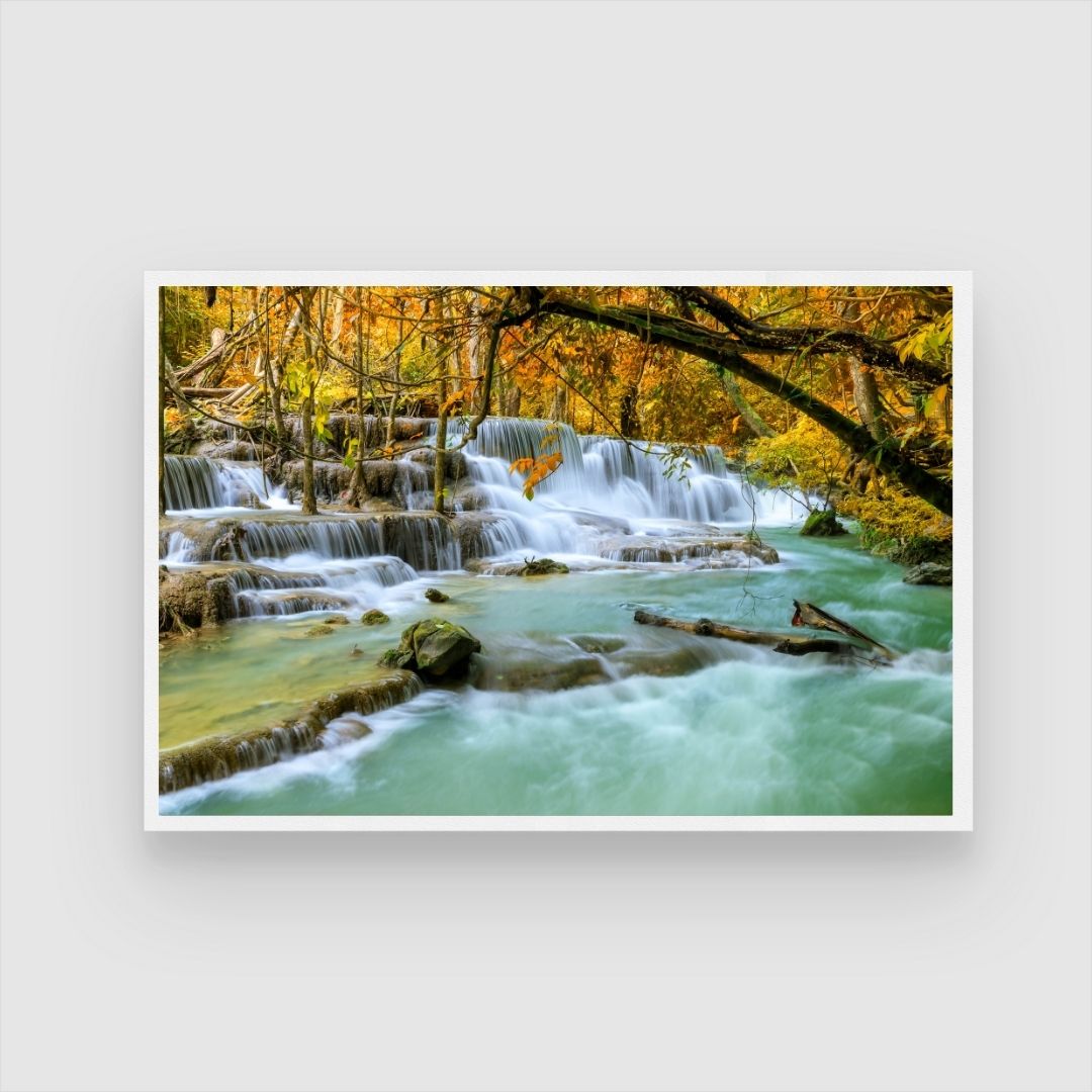 Whispering Cascade – Framed Waterfall Canvas Wall Art 2 : 3 Horizontal Premium Wall Art Canvas by MeriDeewar
