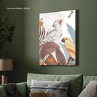 Whispering Tropics – Exotic Cockatoos & Botanical Elegance Wall Art 2 : 3 Vertical Premium Wall Art Canvas by MeriDeewar