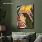 Whispers of Bloom – Woman with Flowers Wall Art Print 2 : 3 Vertical Premium Wall Art Canvas by MeriDeewar