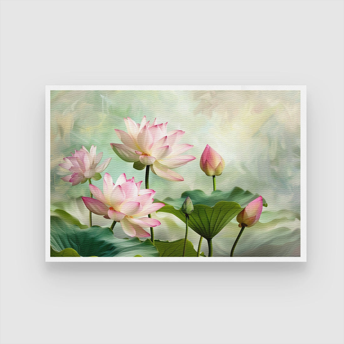 Whispers of the Lotus – Tranquil Bloom Wall Art 2 : 3 Horizontal Premium Wall Art Canvas by MeriDeewar