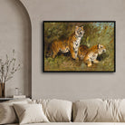 Whispers of the Wild – Tiger Duo in Grassland 2 : 3 Horizontal Premium Wall Art Canvas by MeriDeewar