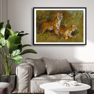 Whispers of the Wild – Tiger Duo in Grassland 2 : 3 Horizontal Premium Wall Art Canvas by MeriDeewar