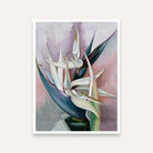 White Bird of Paradise Floral Painting for Bedroom | Soft Pastel Wall Art | Giclée Print 3 : 4 Vertical Premium Wall Art Canvas by MeriDeewar
