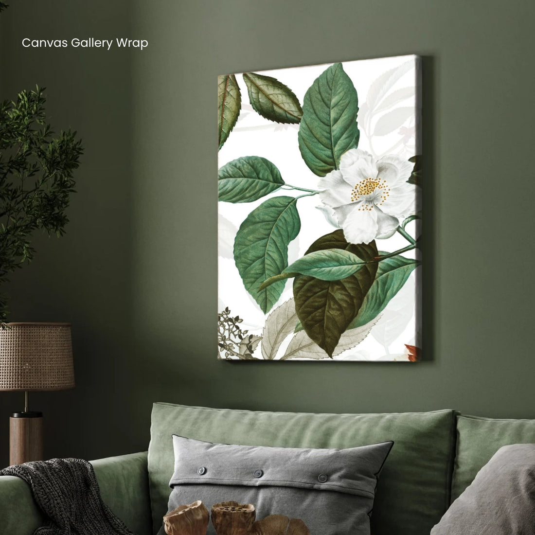 White Blossom Elegance – Botanical Wall Art Print 2 : 3 Vertical Premium Wall Art Canvas by MeriDeewar
