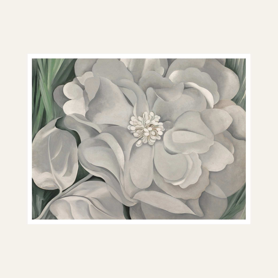 White Flower Painting for Living Room | Georgia O'Keeffe Floral Wall Art | Giclée Print 6 : 5 Horizontal Premium Wall Art Canvas by MeriDeewar