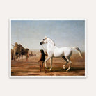 White Horse Painting for Living Room | Desert Scenery Wall Art | Giclée Fine Art Print 4 :5 Vertical Premium Wall Art Canvas by MeriDeewar