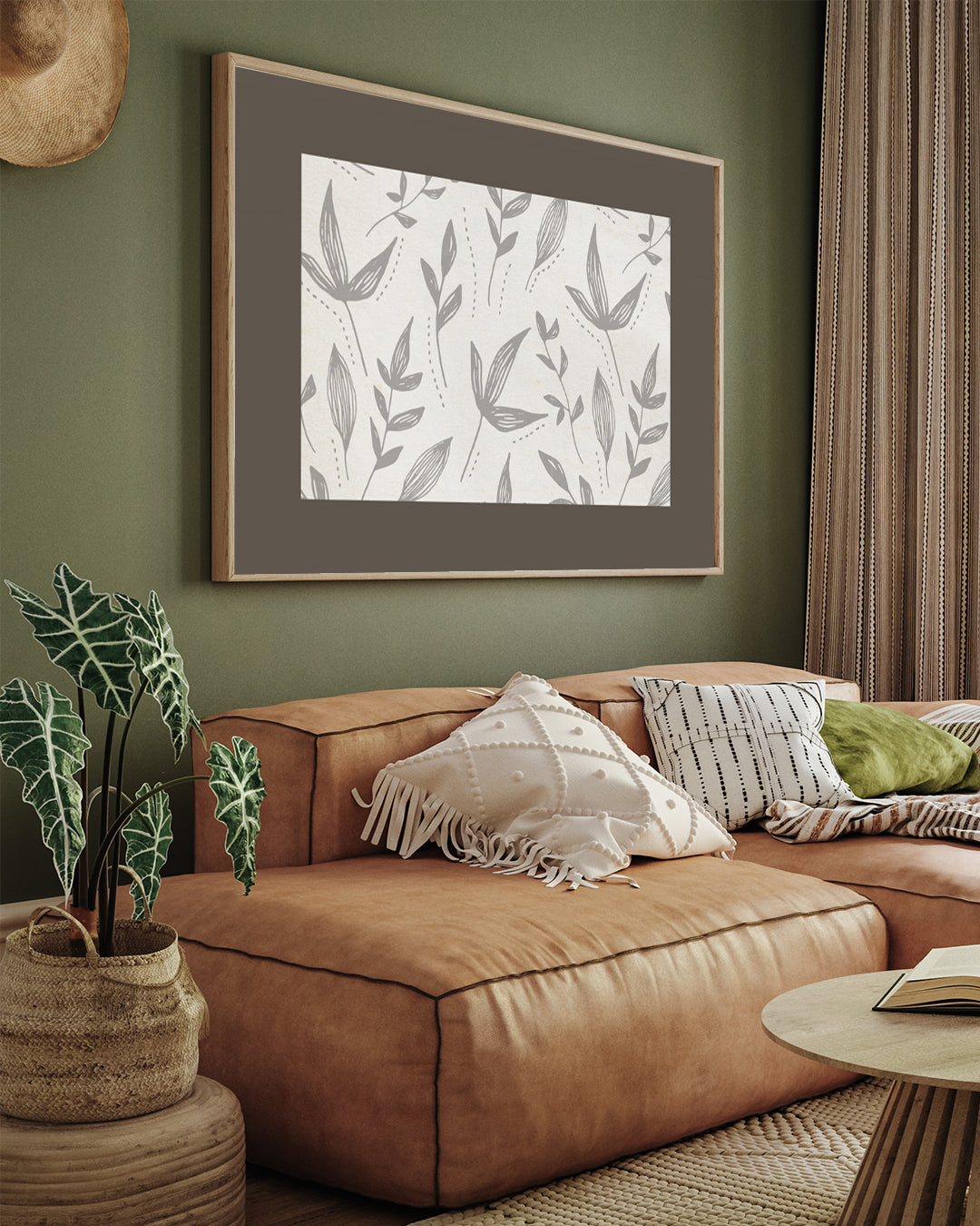 white plants sketch Art 3 : 4 Horizontal New Premium Wall Art Canvas by MeriDeewar