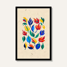 Wild Petal Burst   ( Bright abstract floral leaves – red, blue, yellow mix ) 2 : 3 Vertical Premium Wall Art Canvas by MeriDeewar
