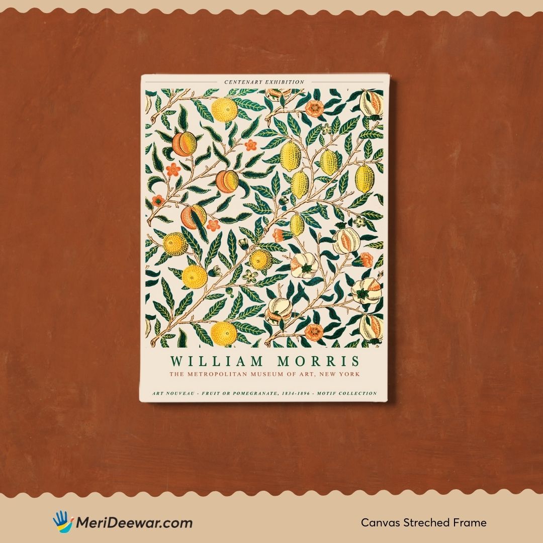 William Morris Fruit  Pomegranate Poster 3 : 4 Vertical New Premium Wall Art Canvas by MeriDeewar