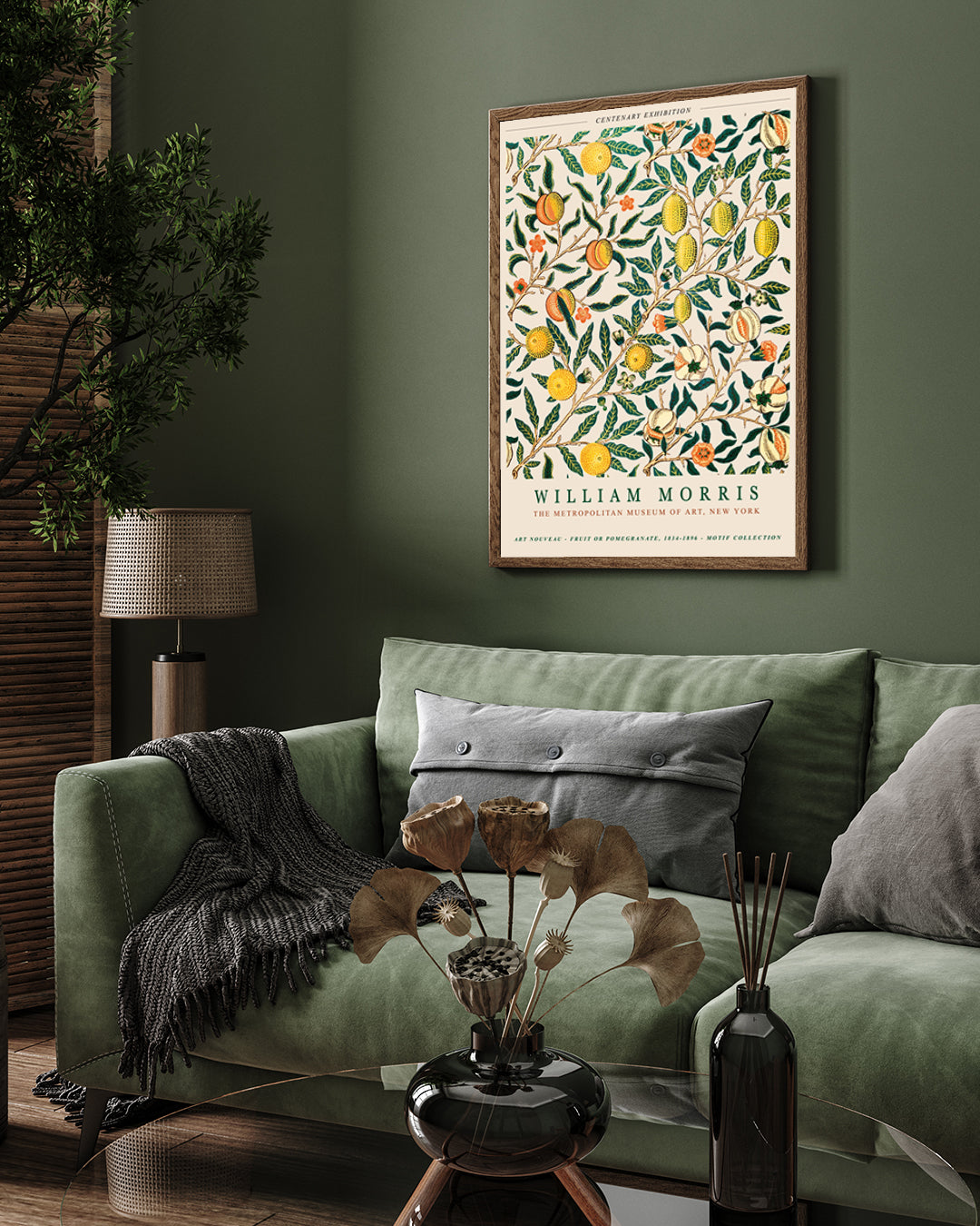 William Morris Fruit  Pomegranate Poster 3 : 4 Vertical New Premium Wall Art Canvas by MeriDeewar