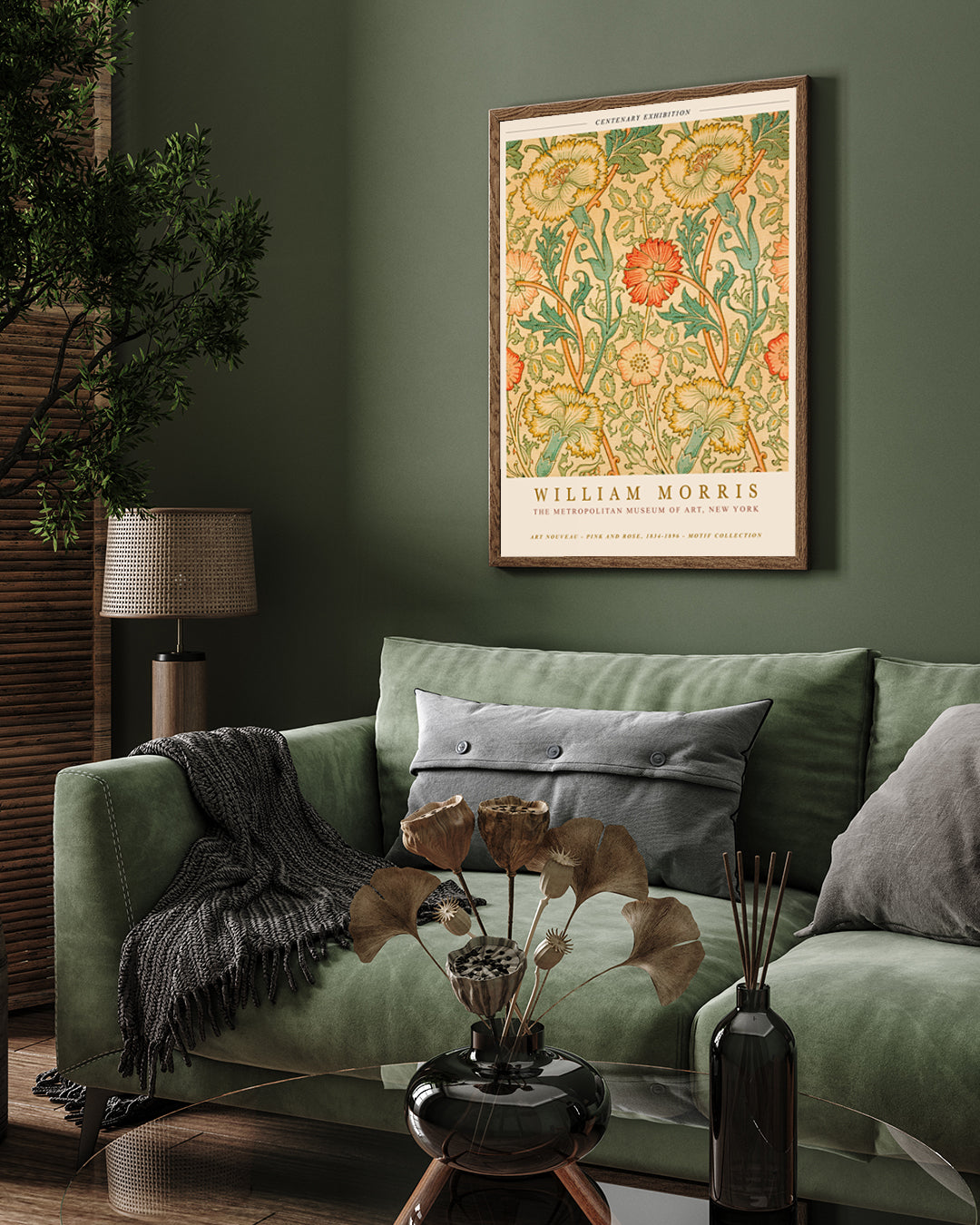 William Morris Pink Rose - Poster 3 : 4 Vertical New Premium Wall Art Canvas by MeriDeewar