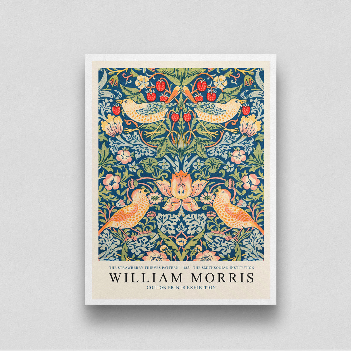 William Morris The Strawberry Thieves Pattern Poster 3 : 4 Vertical New Premium Wall Art Canvas by MeriDeewar