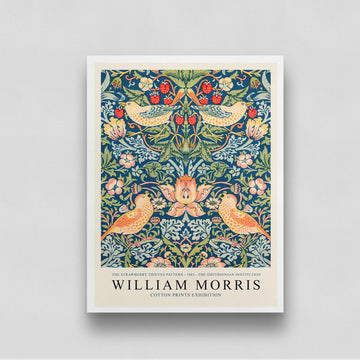 William Morris The Strawberry Thieves Pattern Poster 3 : 4 Vertical New Premium Wall Art Canvas by MeriDeewar