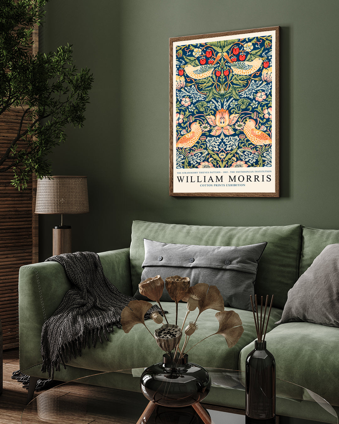 William Morris The Strawberry Thieves Pattern Poster 3 : 4 Vertical New Premium Wall Art Canvas by MeriDeewar