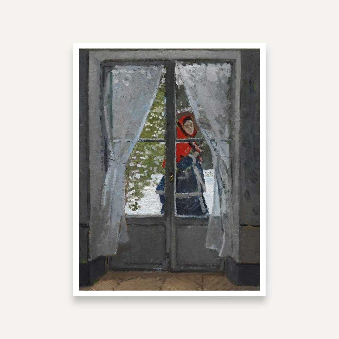 Window Painting for Living Room | Claude Monet Red Kerchief | Impressionist Wall Art 3 : 4 Vertical Premium Wall Art Canvas by MeriDeewar