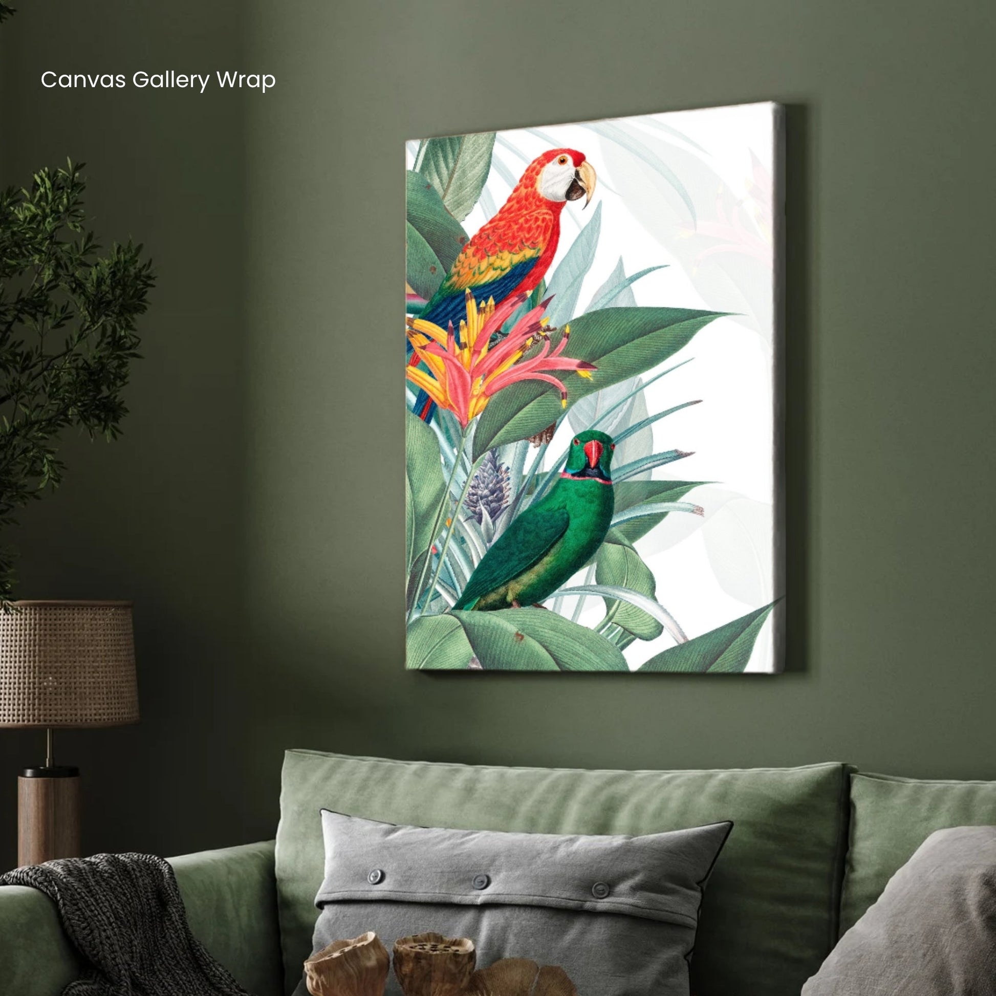 Wings of Serenity – Tropical Birds Canvas Art 2 : 3 Vertical Premium Wall Art Canvas by MeriDeewar