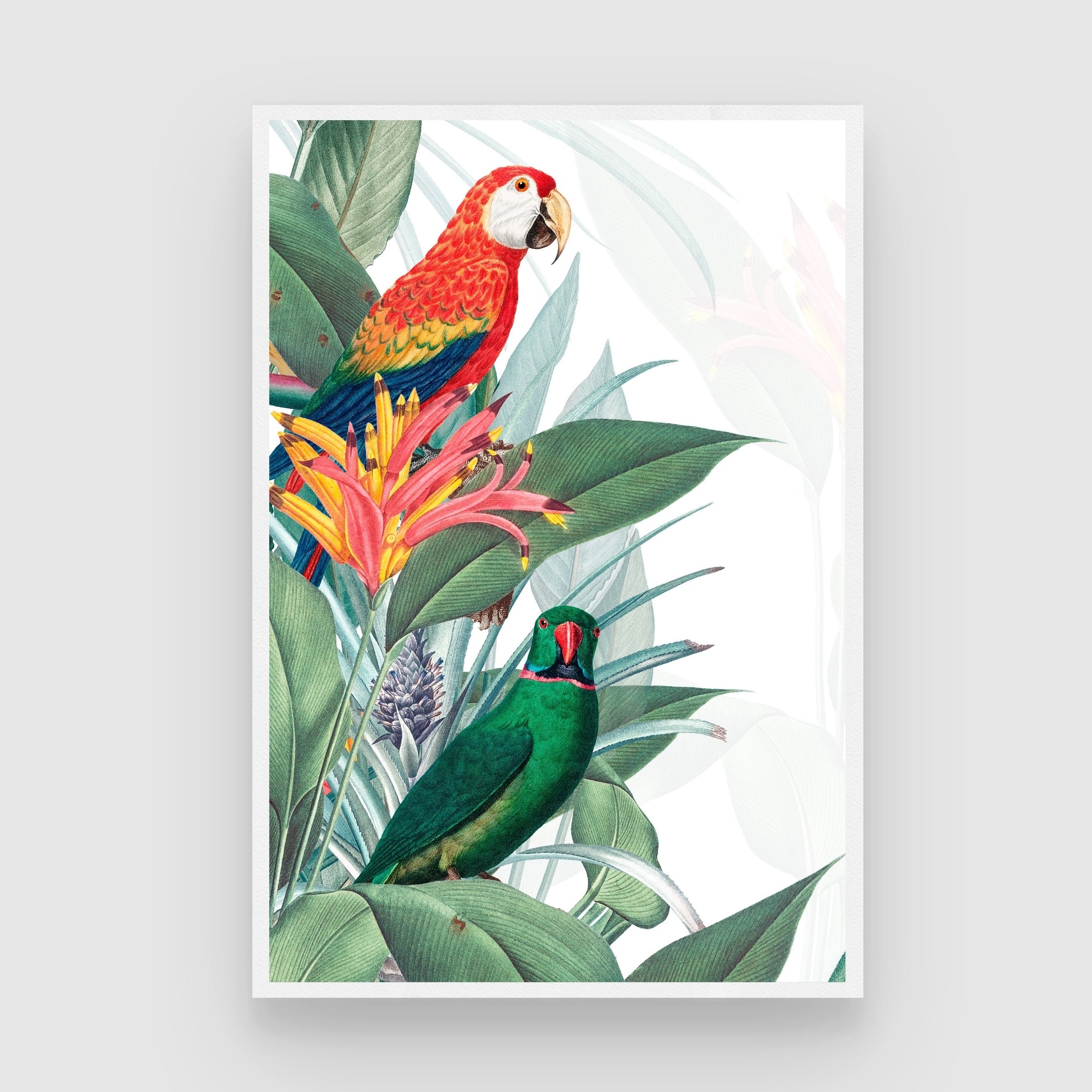 Wings of Serenity – Tropical Birds Canvas Art 2 : 3 Vertical Premium Wall Art Canvas by MeriDeewar