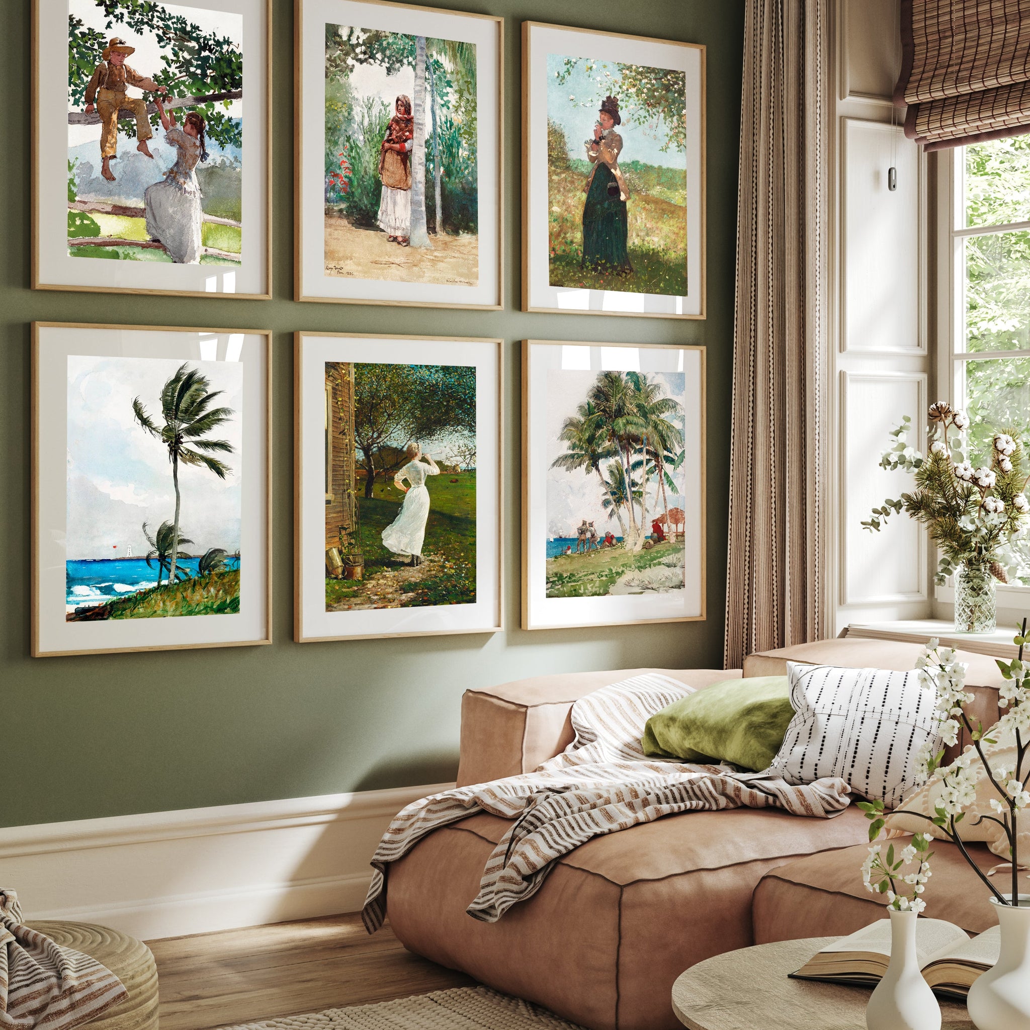 Winslow Homer Wall Art Set of 6 Walls Premium Wall Art Canvas by MeriDeewar