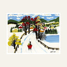 Winter Scenery Painting for Living Room | Snow Village Wall Art | Giclée Fine Art Print 6 : 5 Horizontal Premium Wall Art Canvas by MeriDeewar