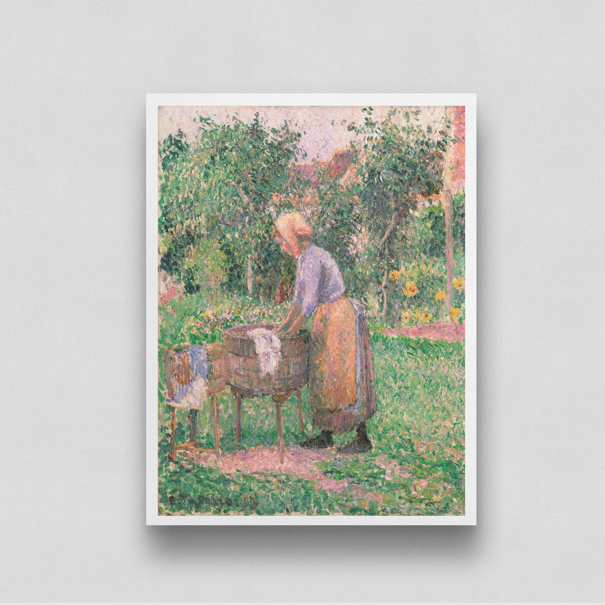 Woman Doing Laundry Painting by Camille Pissarro 3 : 4 Vertical New Premium Wall Art Canvas by MeriDeewar