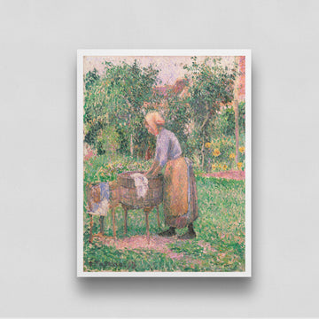 Woman Doing Laundry Painting by Camille Pissarro 3 : 4 Vertical New Premium Wall Art Canvas by MeriDeewar