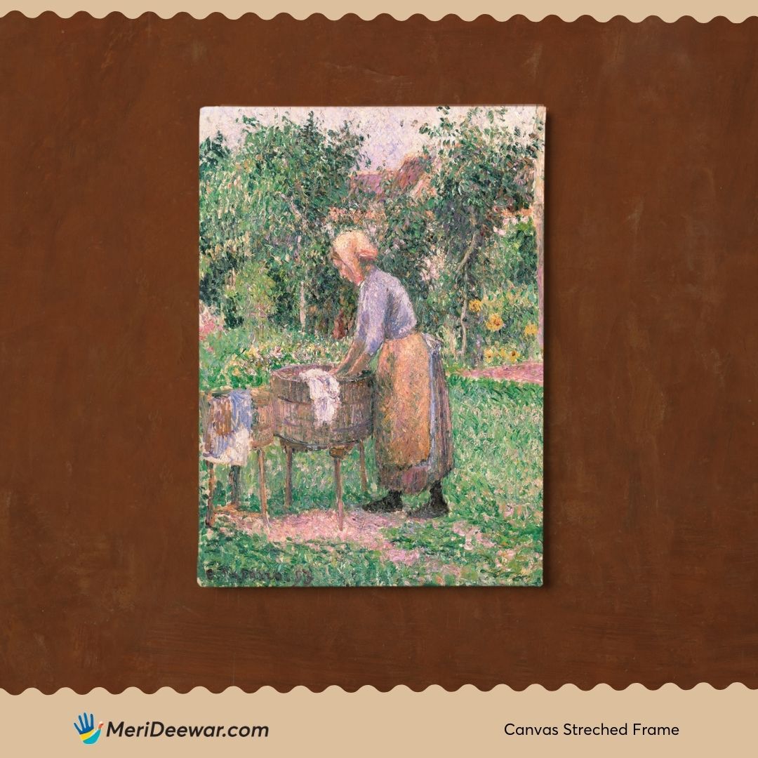 Woman Doing Laundry Painting by Camille Pissarro 3 : 4 Vertical New Premium Wall Art Canvas by MeriDeewar