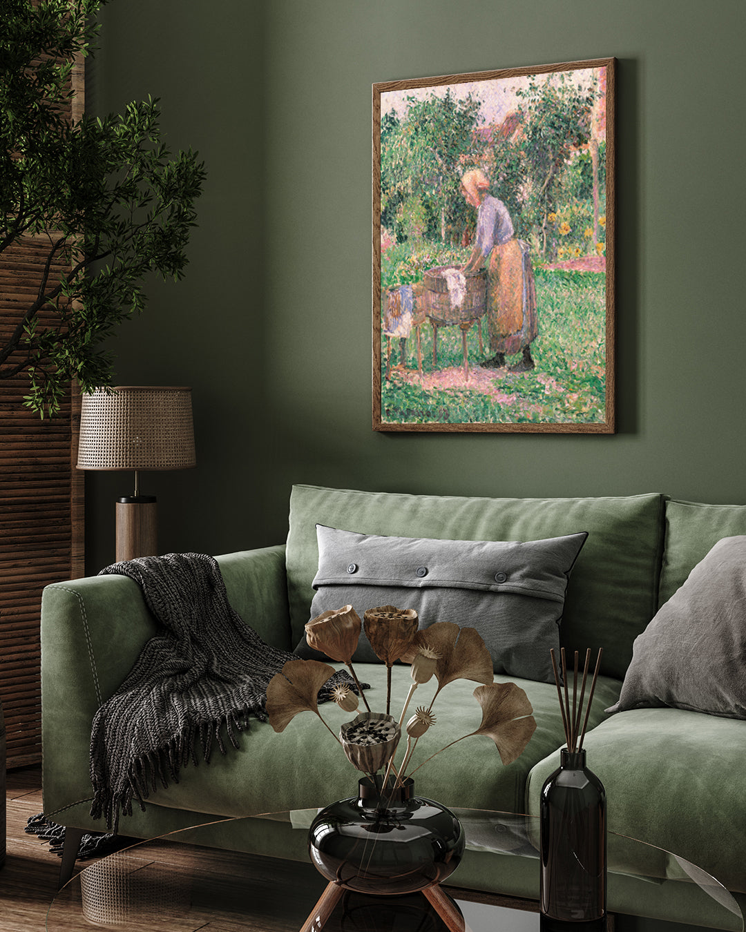 Woman Doing Laundry Painting by Camille Pissarro 3 : 4 Vertical New Premium Wall Art Canvas by MeriDeewar