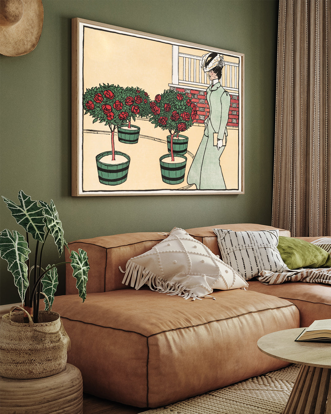 Woman in Rose Garden by Edward Penfield 3 : 4 Horizontal New Premium Wall Art Canvas by MeriDeewar