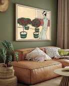 Woman in Rose Garden by Edward Penfield 3 : 4 Horizontal New Premium Wall Art Canvas by MeriDeewar