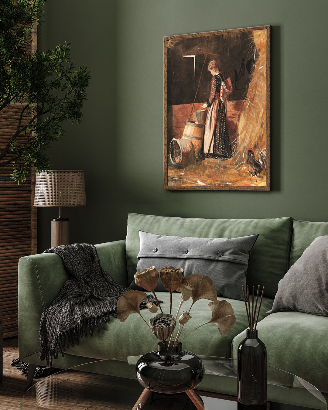 Woman in the Barn / Fresh Eggs by Winslow Homer 3 : 4 Vertical New Premium Wall Art Canvas by MeriDeewar