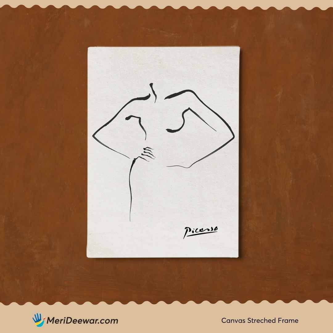 Woman Line Art Poster by Pablo Picasso 3 : 4 Vertical New Premium Wall Art Canvas by MeriDeewar