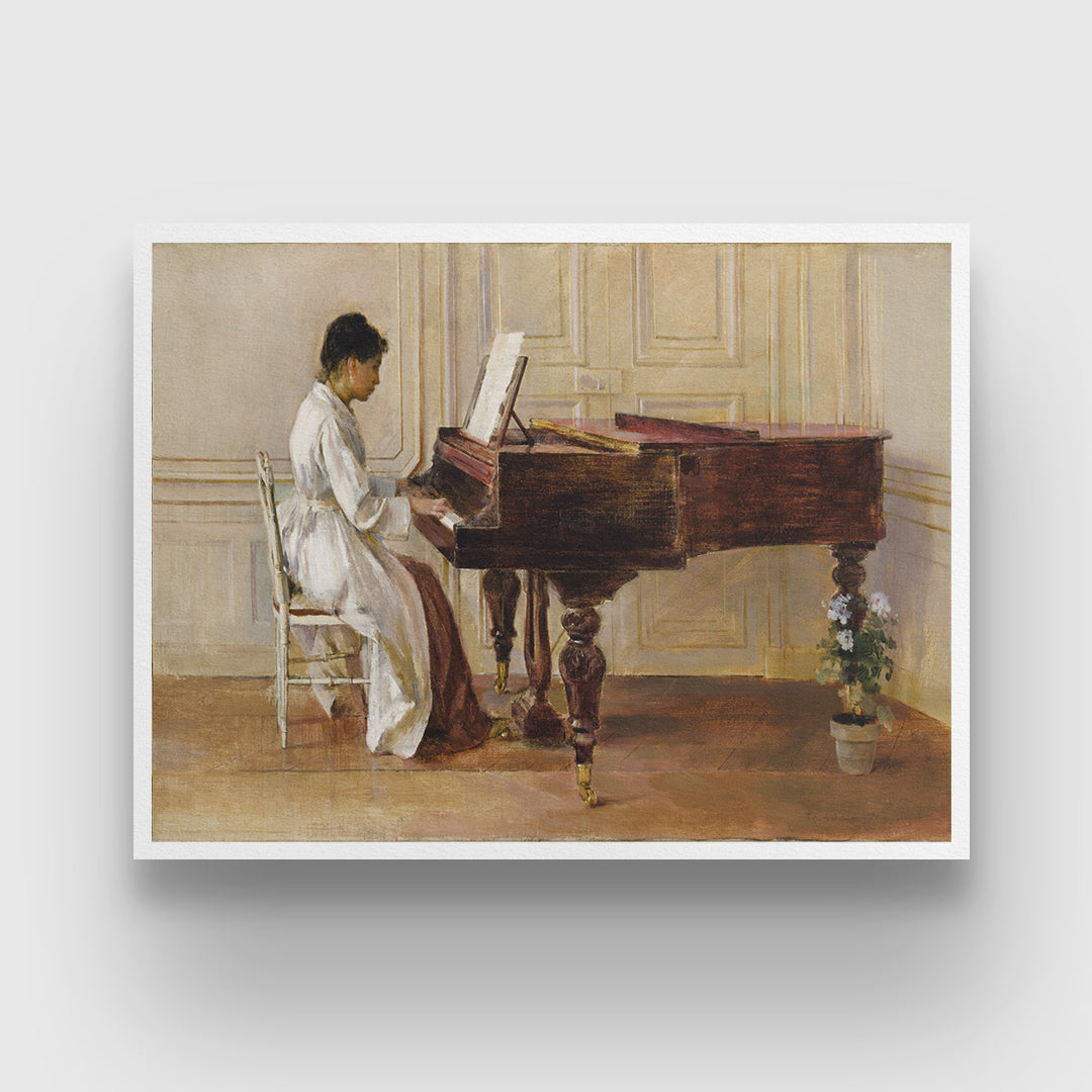 Woman Playing Piano Painting 3 : 4 Horizontal New Premium Wall Art Canvas by MeriDeewar