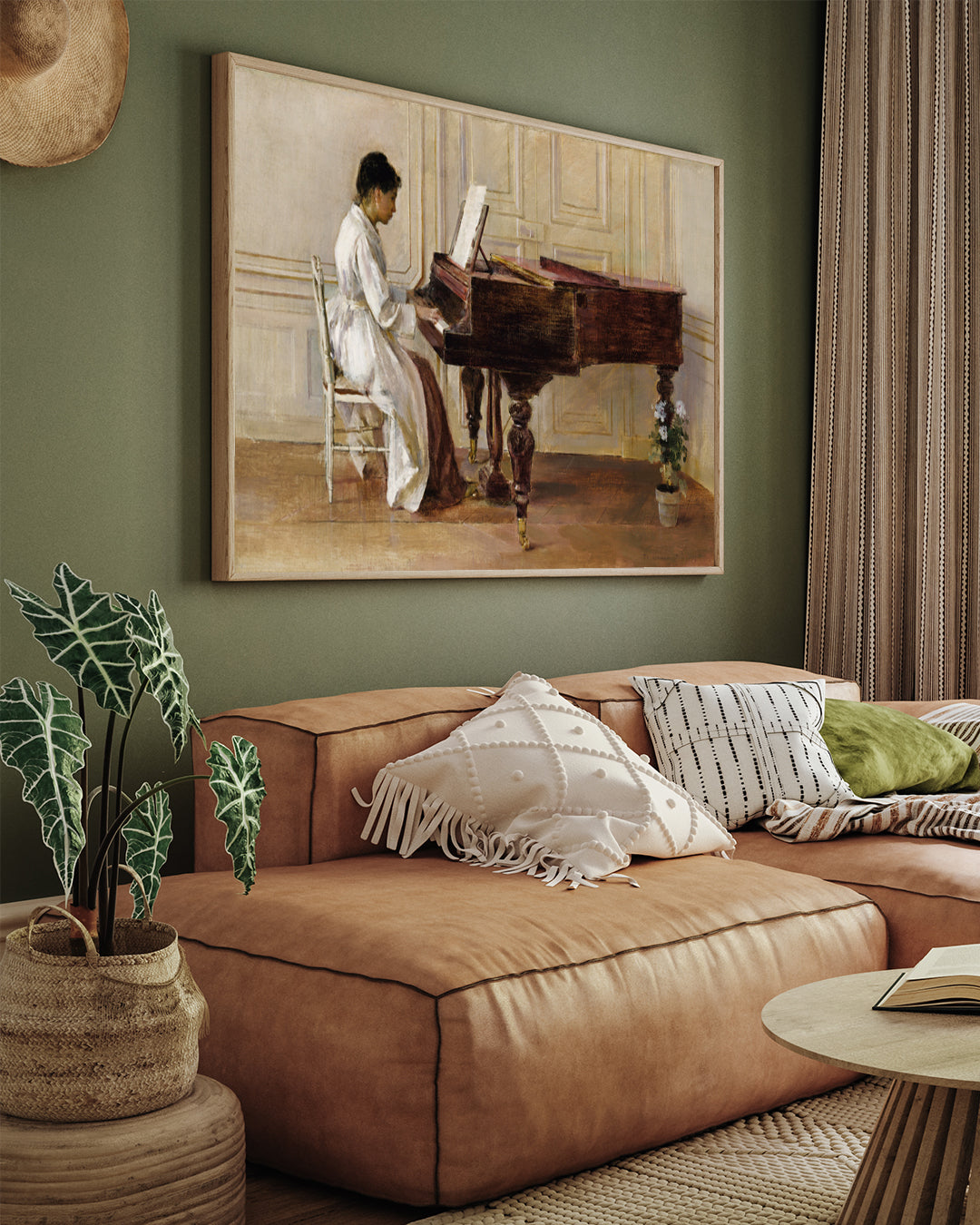 Woman Playing Piano Painting 3 : 4 Horizontal New Premium Wall Art Canvas by MeriDeewar