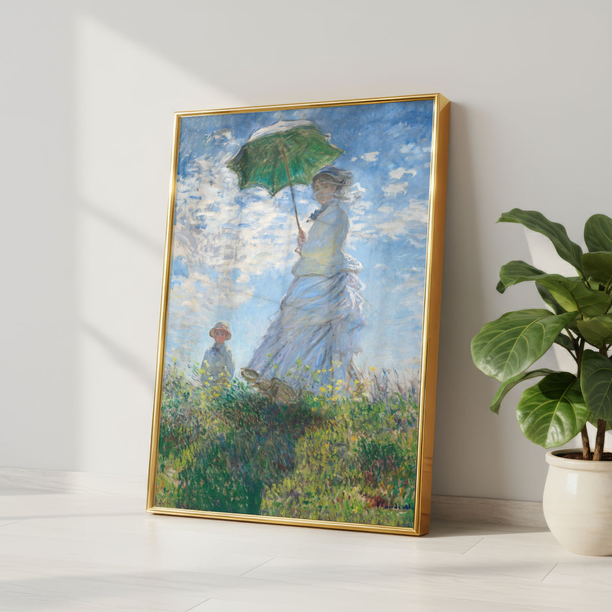 Woman with Parasol Monet Painting for Living Room | Impressionist Wall Art | Canvas Print 3 : 4 Vertical New Premium Wall Art Canvas by MeriDeewar