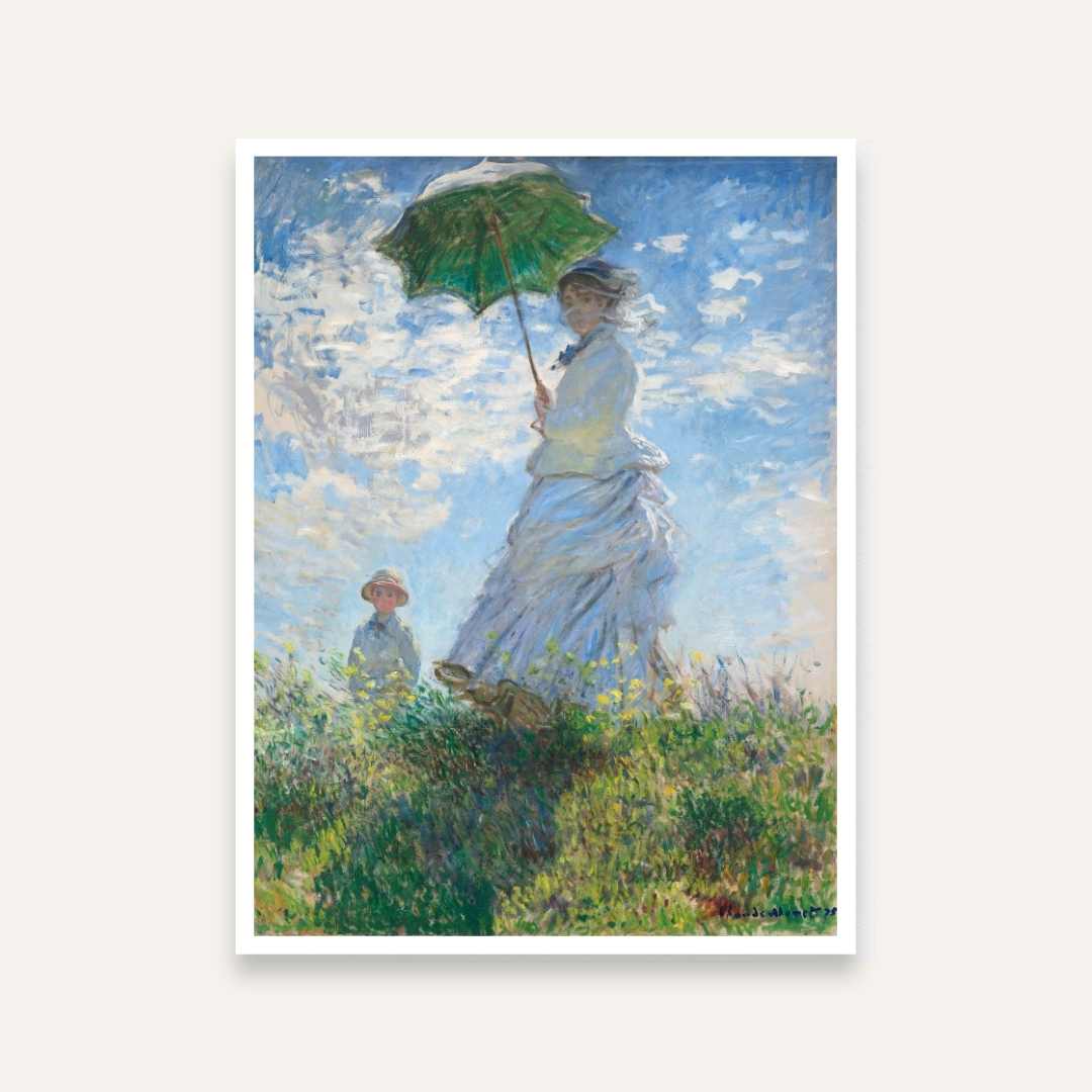 Woman with Parasol Monet Painting for Living Room | Impressionist Wall Art | MeriDeewar 3 : 4 Vertical Premium Wall Art Canvas by MeriDeewar