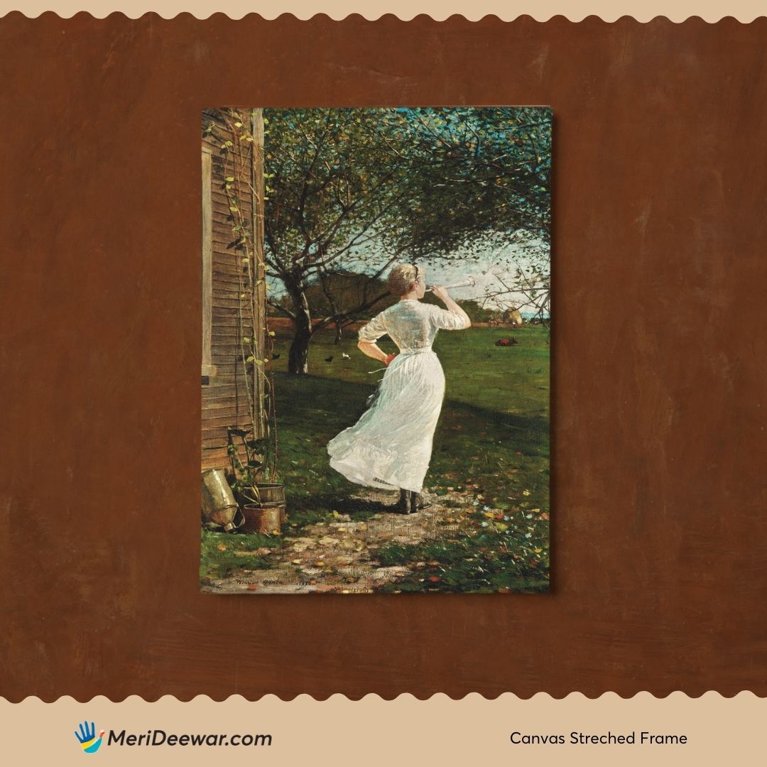 Woman With White Dress Painting by Winslow Homer 3 : 4 Vertical New Premium Wall Art Canvas by MeriDeewar