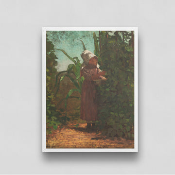 Woman Worker in the Garden by Winslow Homer 3 : 4 Vertical New Premium Wall Art Canvas by MeriDeewar