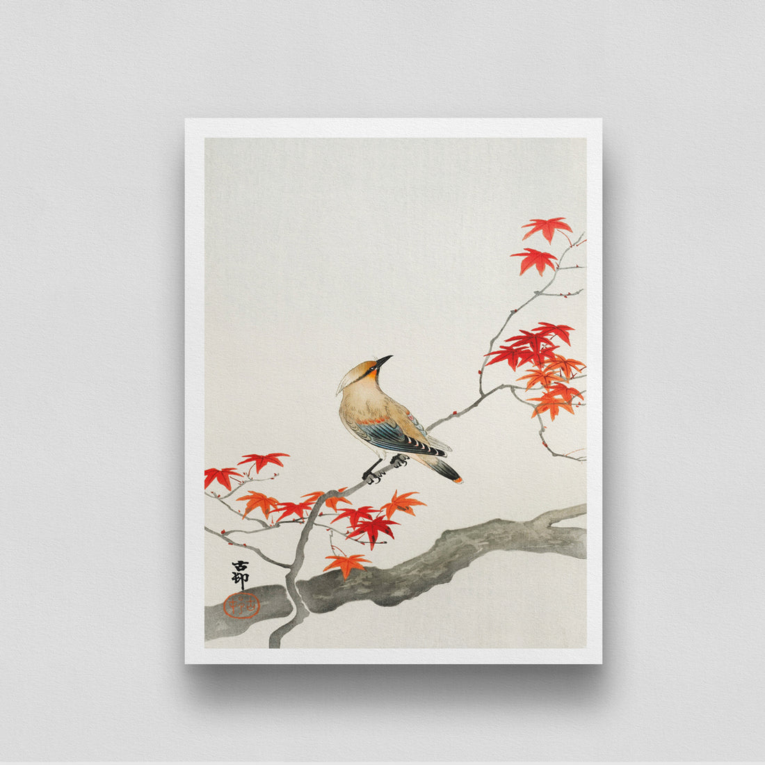 Woodpecker /Japanese Print Plague Bird Poster by Ohara Koson 3 : 4 Vertical New Premium Wall Art Canvas by MeriDeewar
